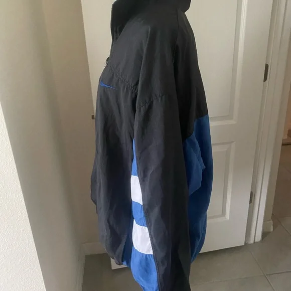 Rare Vintage Nike Jacket Men’s Large 90s Big Center Swoosh Zip Blue Windbreaker - Picture 6 of 16